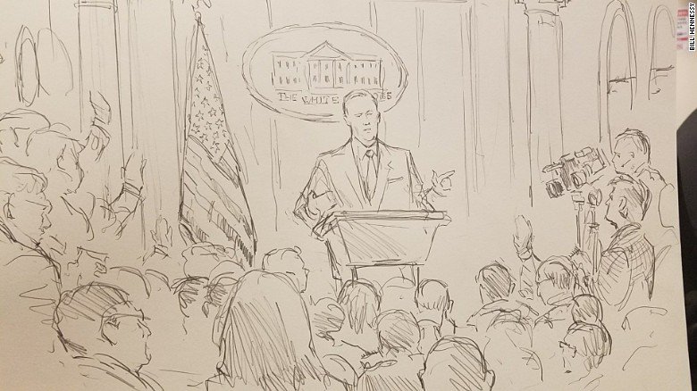 The White House banned cameras at its press briefings, so @CNN sent its favorite sketch artist instead  