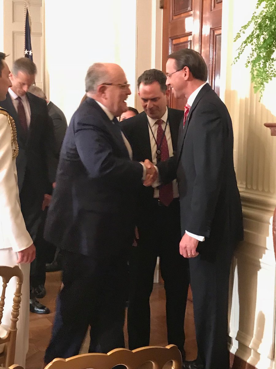 Spotted in the East Room after SCOTUS nominee announcement: Rudy Giuliani and Rod Rosenstein shaking hands   