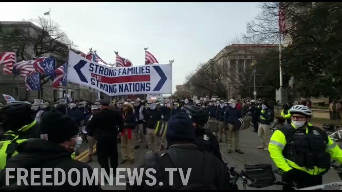 The white nationalist group 'Patriot Front' has arrived in DC and is now at the head of the 'March for Life' as it is about to begin