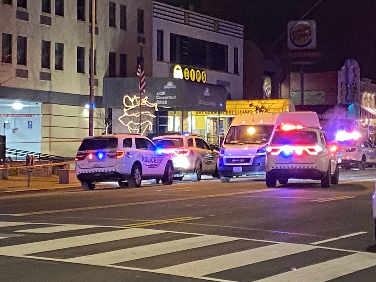 Scene of a shooting in Northwest DC. 4 people shot at a Days Inn on Connecticut Avenue. All now at the hospital, conditions unknown right now. Large police investigation. 4400 block of Connecticut closed in both directions. 