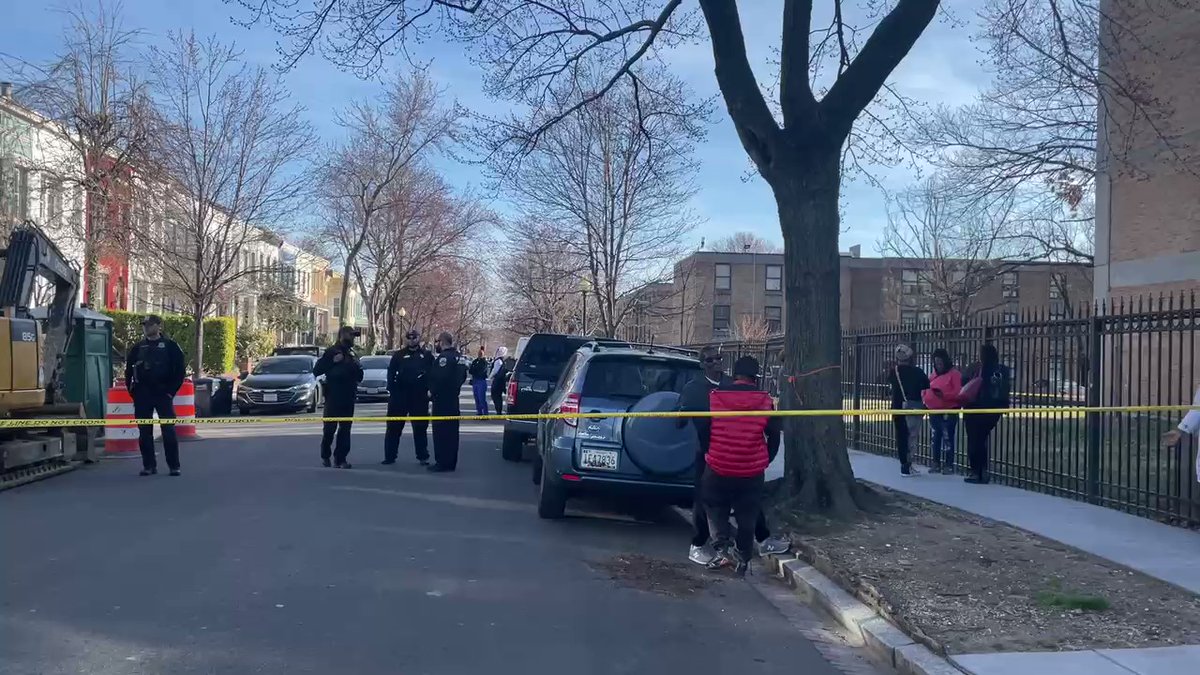 DC police on scene of a double shooting on 13th St SE near Pennsylvania Ave. One man died. One man critical.