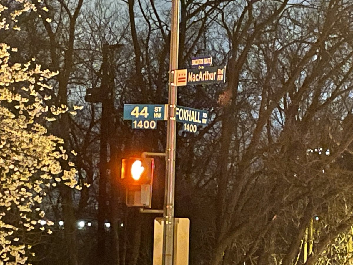 @DDOTDC @wusa9 @DCPoliceDept Tree down on 1400 block of Foxhall Rd at MacArthur. Two lanes blocked