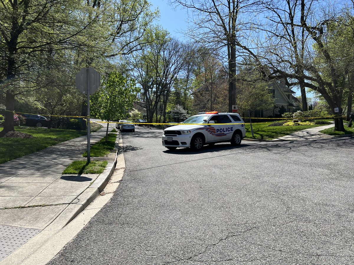 Current scene 700 feet down the street from the Peruvian Ambassador's home — the 3000 block of Garrison Street blocked off as the investigation into this morning's fatal shooting continues