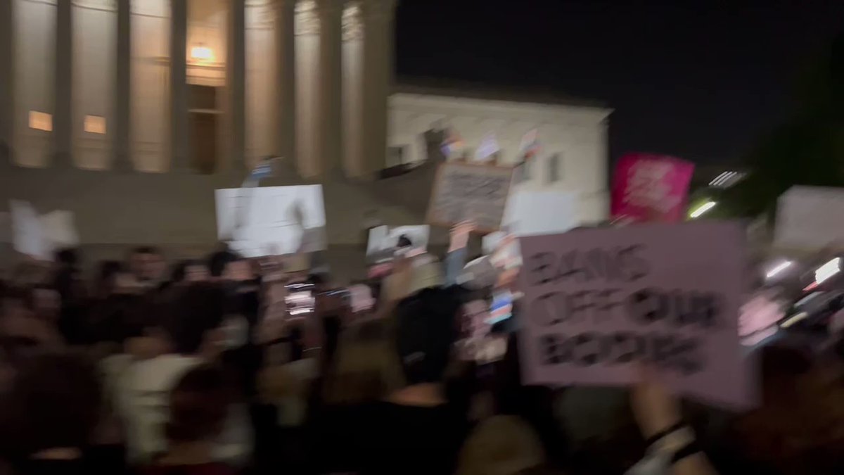 Things are growing increasingly tense outside of the Supreme Court tonight