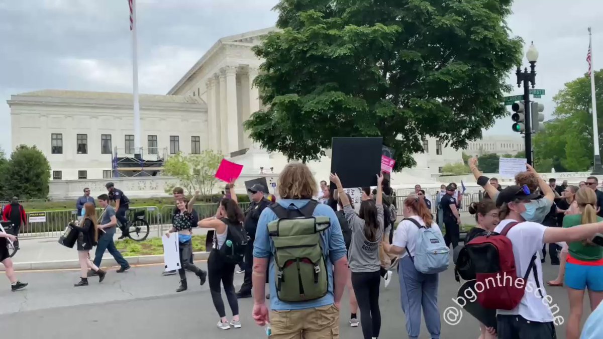 Pro-life demonstrators depart from outside the Supreme Court