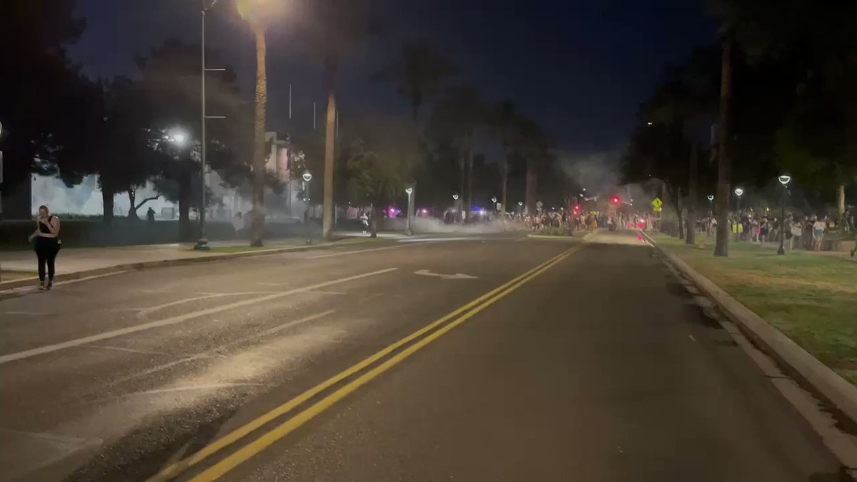 Another view of the tear gas outside the Capitol. Fire crews are here helping people struggling from the tear gas 