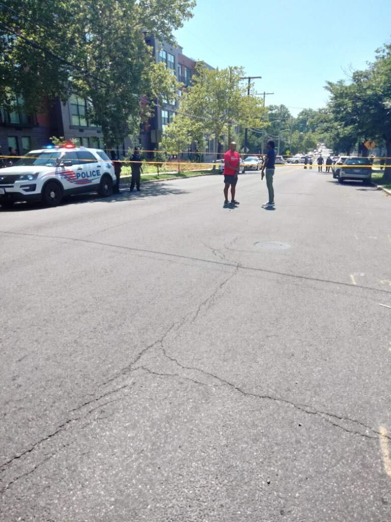 Adult male & juvenile male shot on the 1400 block of Montana Ave NE around 11:02am. They are both conscious and breathing. Lookout for a dark blue or black Ford SUV, L/S on Montana Ave towards Bladensburg Rd NE