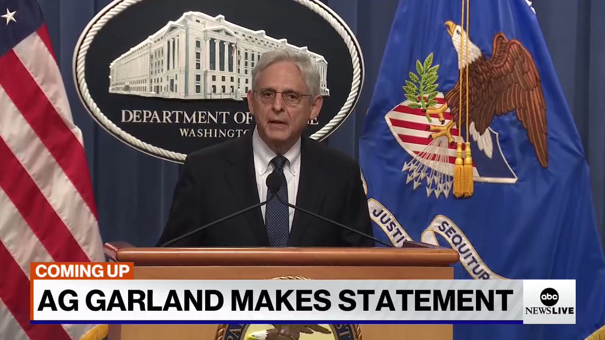 Attorney General Garland says DOJ is moving to unseal search warrant from FBI raid of former President Trump's estate in light of the president's public confirmation of the search, the surrounding circumstances and the substantial public interest