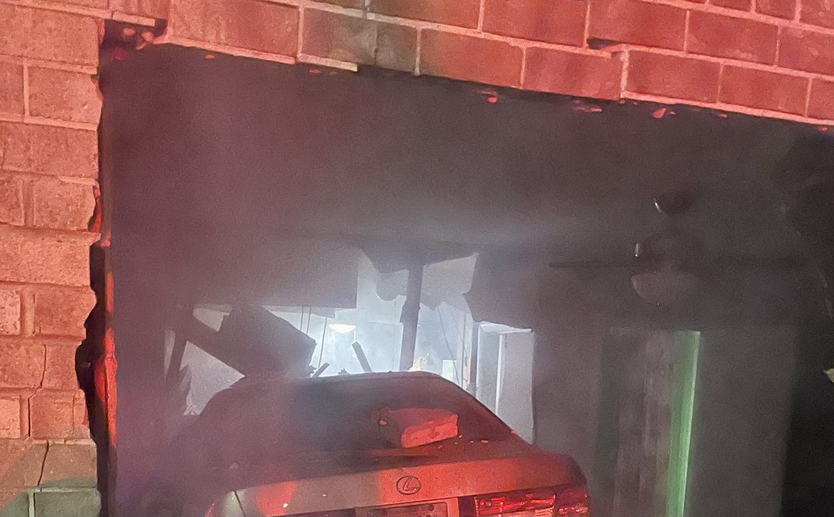 Box Alarm with vehicle striking building 4500 block Clermont Dr. NE. Vehicle went thru wall into apartment of 3 story apartment building. Small fire engine compartment extinguished. No injuries reported. Building evacuated while structural damage assessment is made.  DC firefighters