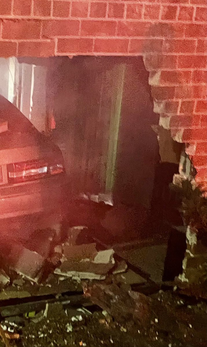 Box Alarm with vehicle striking building 4500 block Clermont Dr. NE. Vehicle went thru wall into apartment of 3 story apartment building. Small fire engine compartment extinguished. No injuries reported. Building evacuated while structural damage assessment is made.  DC firefighters