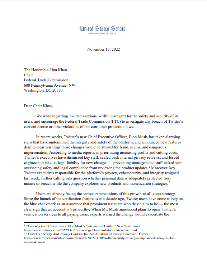 Here's the letter about Twitter to the @FTC from the seven US senators