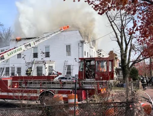 Working Fire Dispatch 1300 block V St SE. Fire knocked down in both homes. Opening up and hitting hotspots. No injuries reported. Displacements anticipated. Investigators on scene. DC firefighters