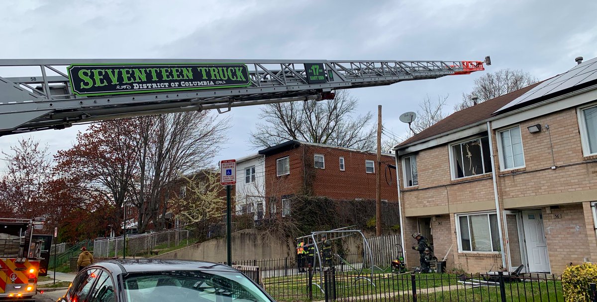 Box Alarm 5800 block Southern Ave SE. Fire 2nd floor 2 story end townhouse. Fire under control with no injuries. Notifying @RedCrossNCGC of 1 adult displacement. Operated in unified command with @PGFDNews. This fire was on the border between both jurisdictions. 