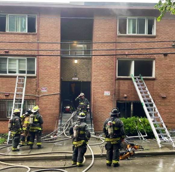 Images from the Working Fire in the 1300 block of Morris Rd SE. There were no injuries but 18 residents were displaced. DC firefighters