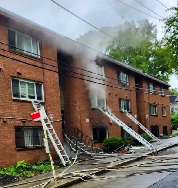 Images from the Working Fire in the 1300 block of Morris Rd SE. There were no injuries but 18 residents were displaced. DC firefighters
