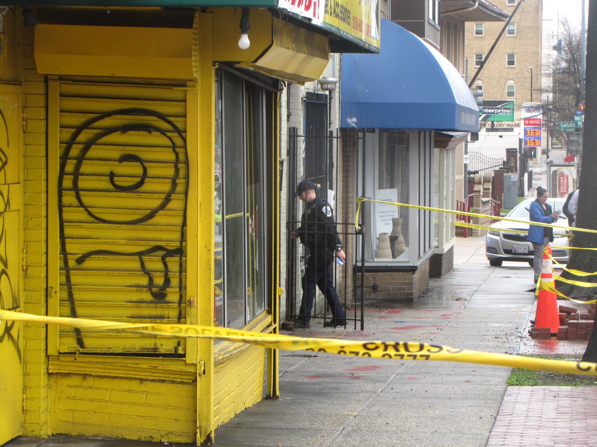 Hotbox, 5100 blk of Georgia Ave NW in 16th Street Heights DC  the worker was shot in the stomach while the business was being robbed. Suspects are 2 males with purple surgical gloves and a duffel bag, still armed.