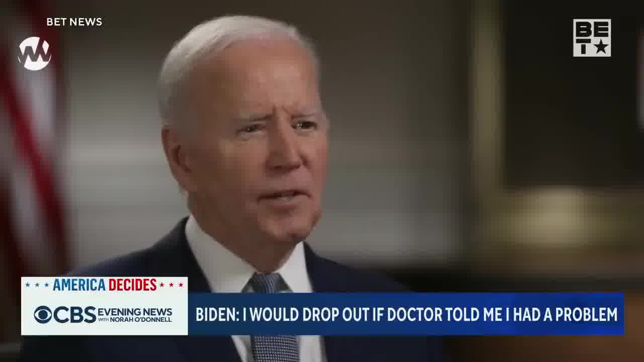 President Biden said in a new interview with BET News that he would consider dropping out if he was diagnosed with a “medical condition” by doctors