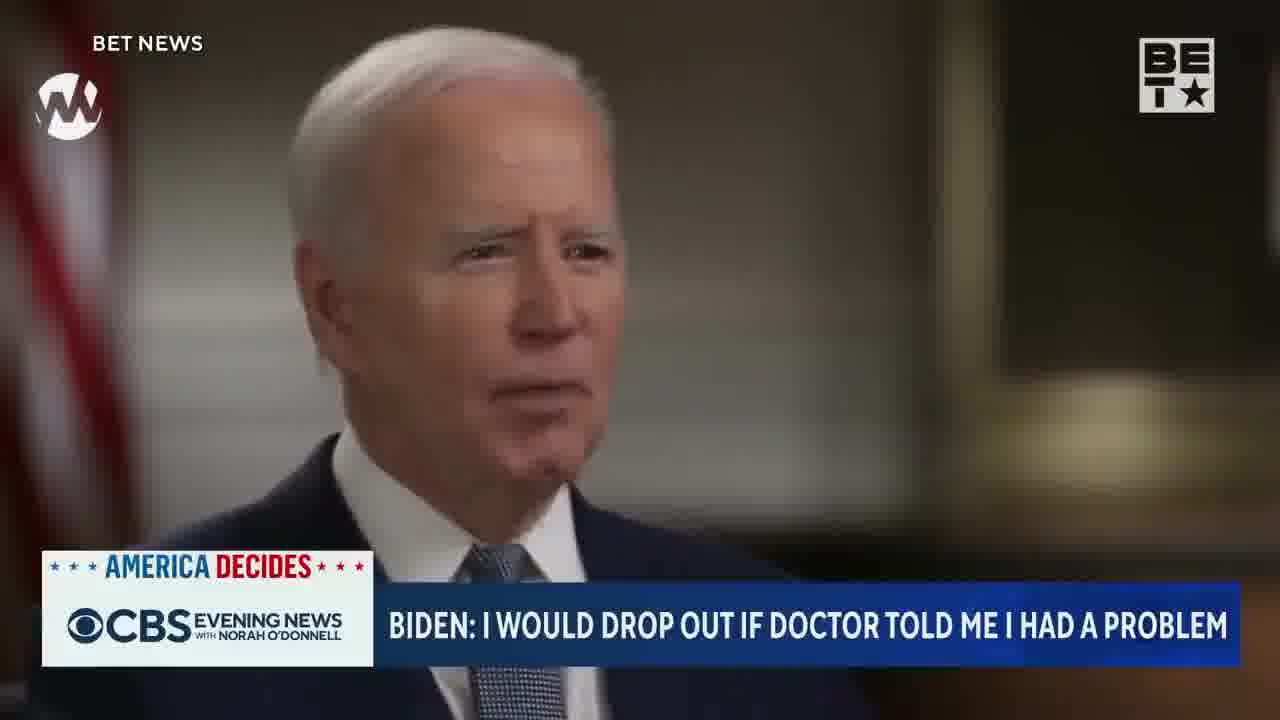 President Biden said in a new interview with BET News that he would consider dropping out if he was diagnosed with a “medical condition” by doctors