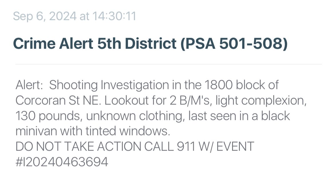 SHOOTING 1800 block of Corcoran Street NE in Trinidad DC Victim shot & set to be taken to a trauma center. Condition unknown at this time