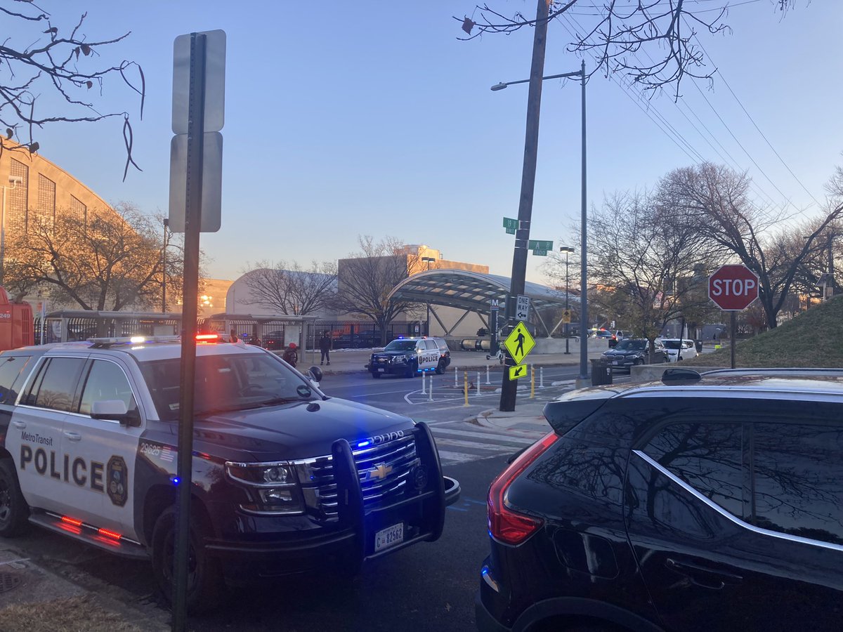 shots fired near Stadium Armory @wmata station, WMATA bus blocked off with crime tape.