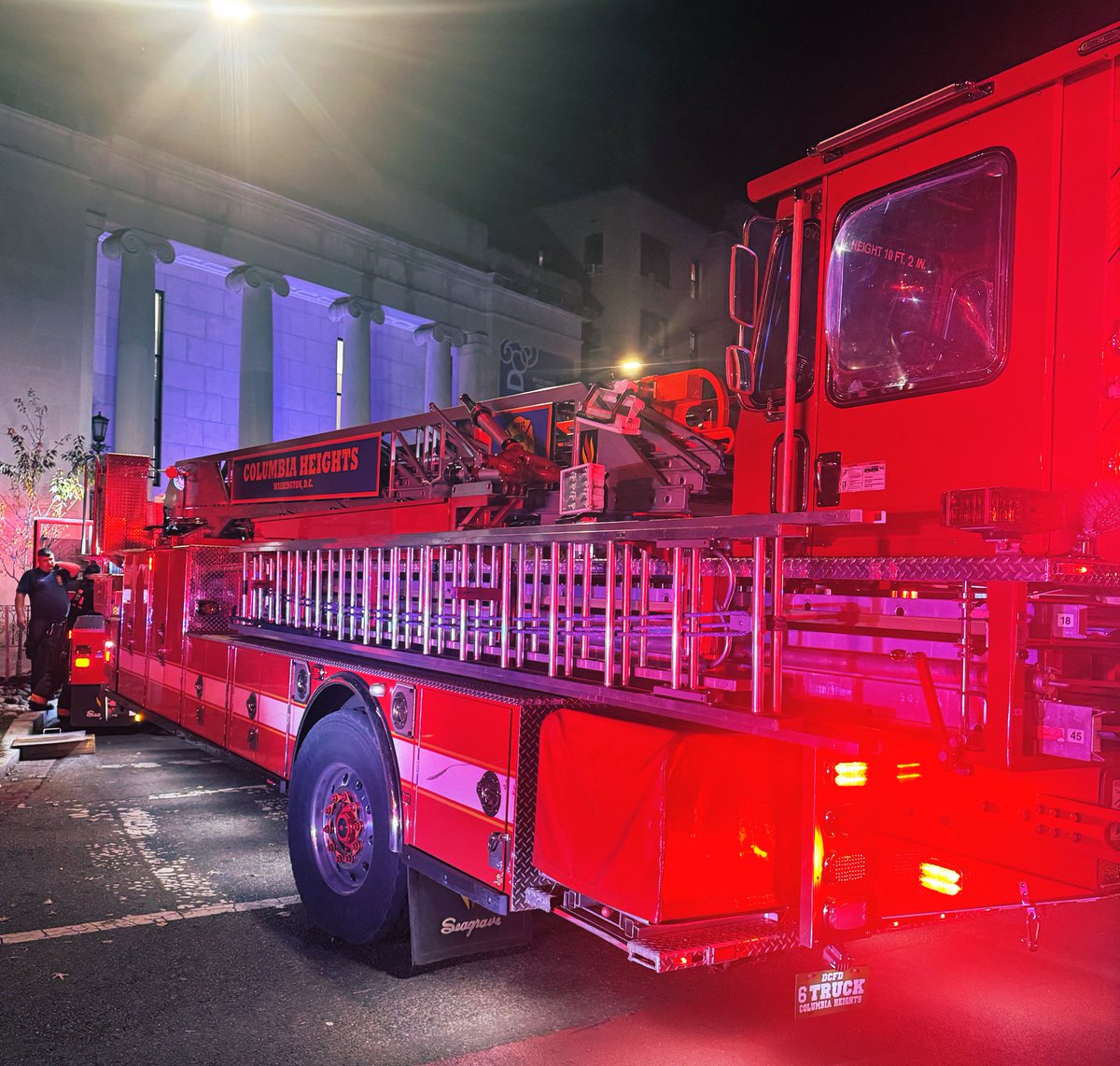 Box Alarm 3100 block 16th St NW. Firefighters rescued an adult male victim from fire apartment. Victim transported critical life threatening  injuries. Fire contained by sprinkler and extinguished by firefighters. Fire under control. Investigators on scene. DC firefighters