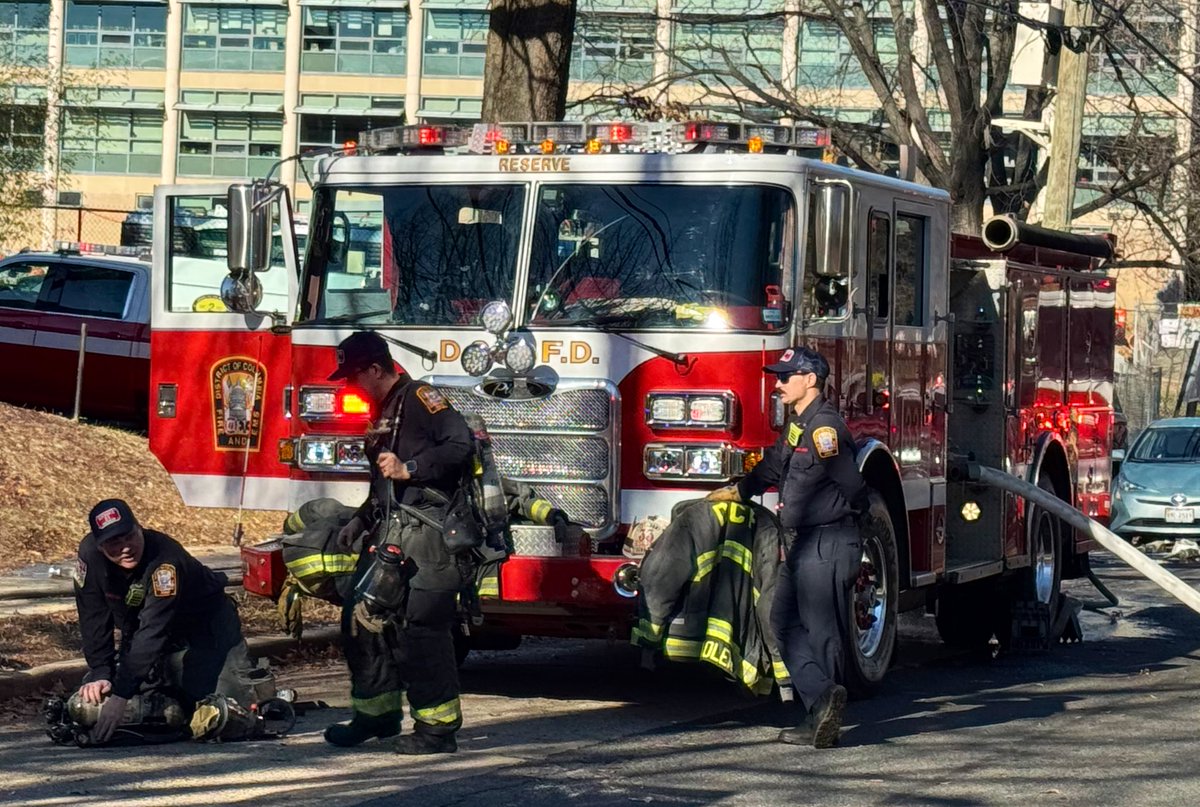 Box Alarm 4300 block of ML King Ave South-West Fire top floor apartment in 4 story occupied building. Fire under control with no injuries reported. Checking on displacements. Request air unit & . DC firefighters