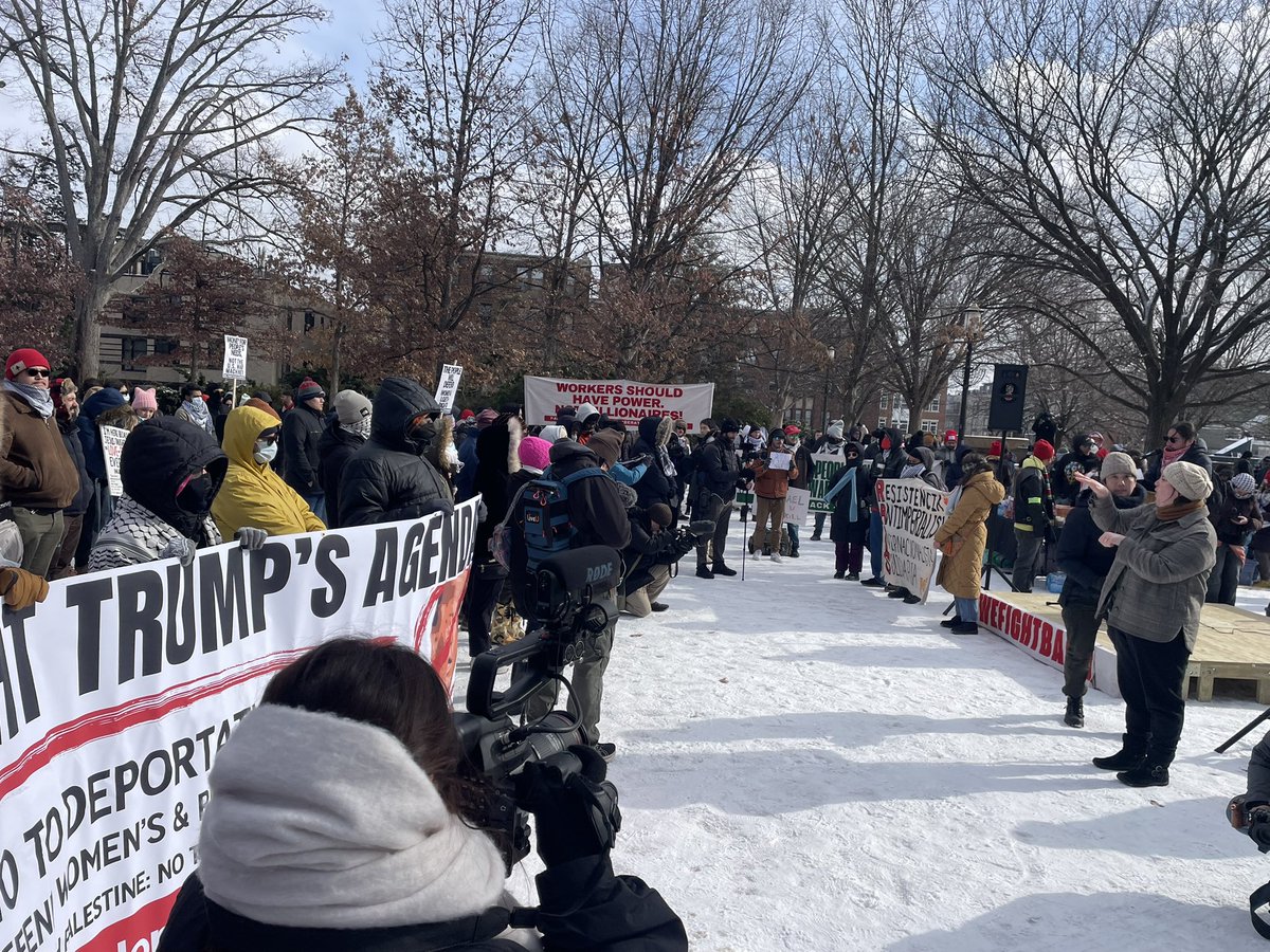 There’s a lot of focus on workers, immigration and Palestinian rights.  An anti-Trump protest is happening at Malcolm X Park. They’re rallying against several issues including what they’re calling Trump’s billionaire agenda. A mock guillotine also just showed up. The plan is for them to march down 16th