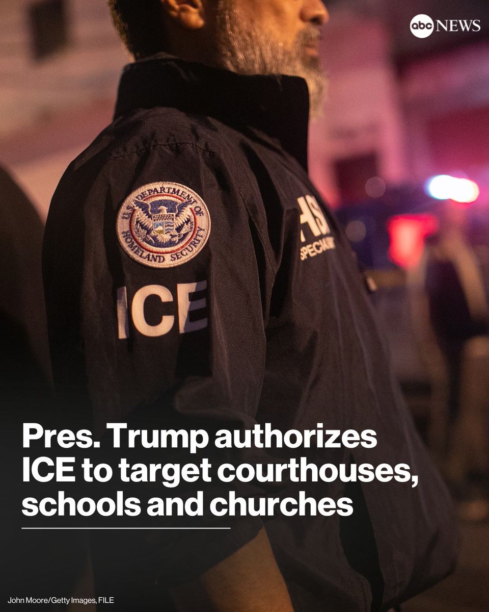 Federal immigration authorities will be permitted to target schools and churches after President Trump revoked a directive barring arrests in “sensitive” areas. ICE can also now conduct immigration raids near courthouses, according to a memo