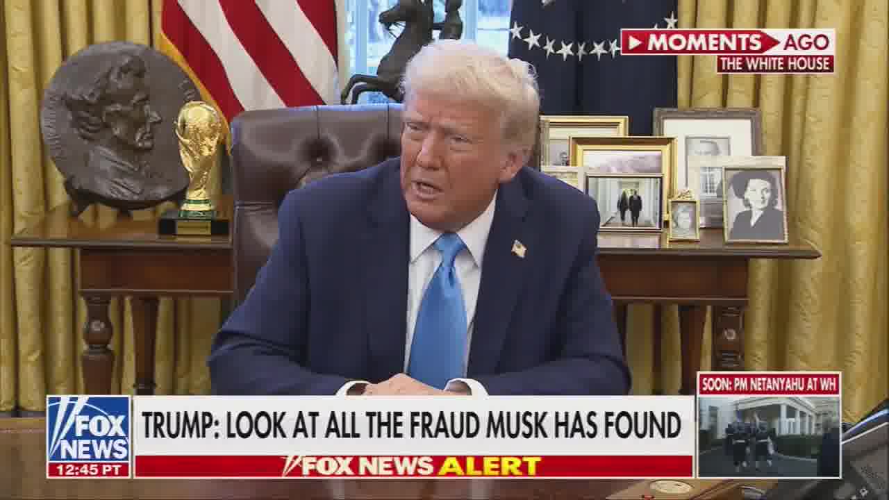 Trump: Elon Musk has done a great job. Look at all the fraud he has found in this USAID. It is a disaster, radical left lunatics. They have things that no one would even believe. The whole thing with 100 million spent on you know what. I'd like to see what the kickbacks are