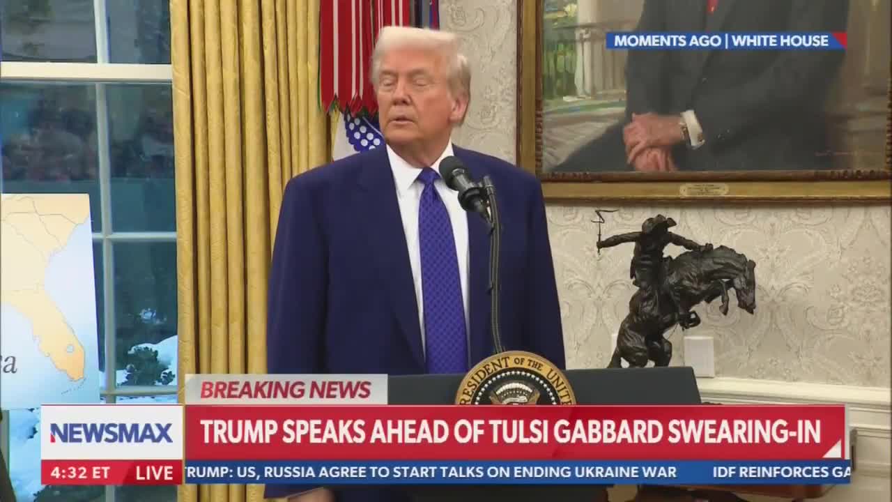 REPORTER: Aren't you squeezing out President Zelenskyy from this process?  TRUMP: No, I don't think so, as long as he's there. But at some point you're gonna have to have elections too. You're gonna have to have an election