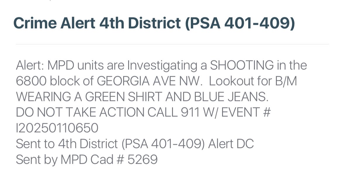 SHOOTING IN DC: The Vale Apartments 6800 block of Georgia Ave NW in Brightwood DC— the victim was shot on the fifth floor of the apartment building and reportedly dropped off at the hospital