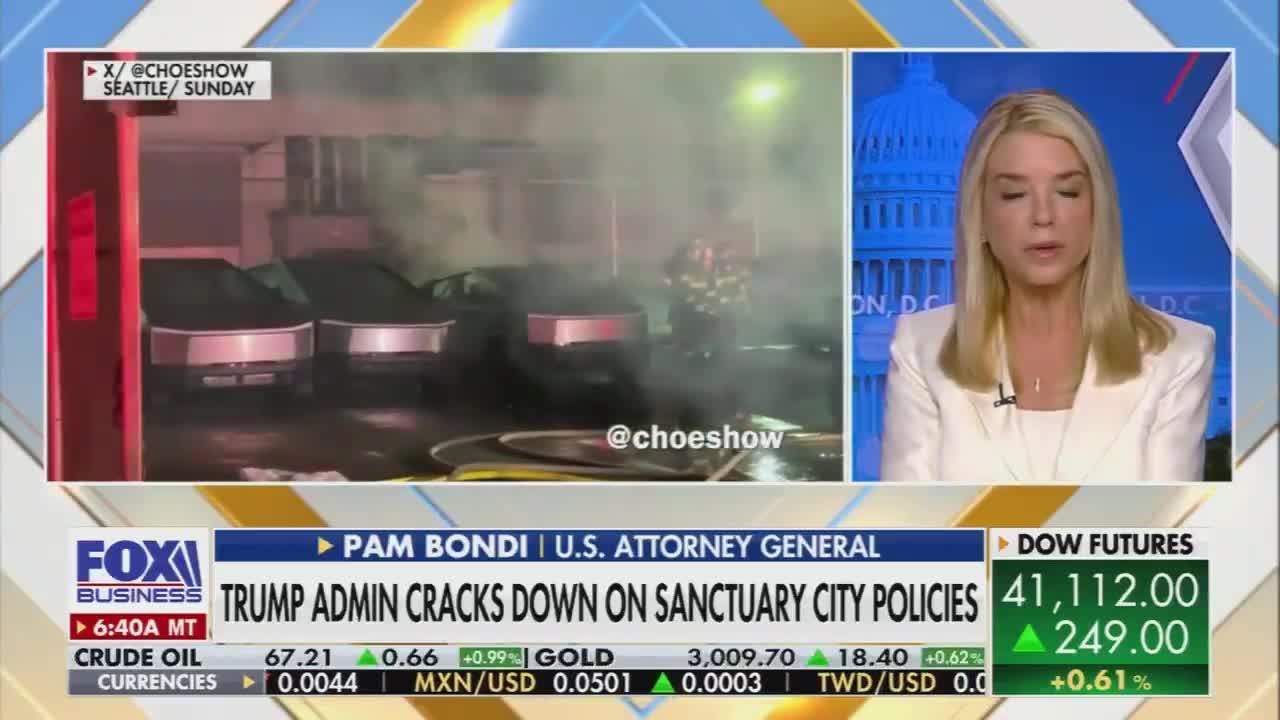 Pam Bondi: If you're gonna touch a Tesla, go to a dealership, do anything, you better watch out, because we're coming after you.