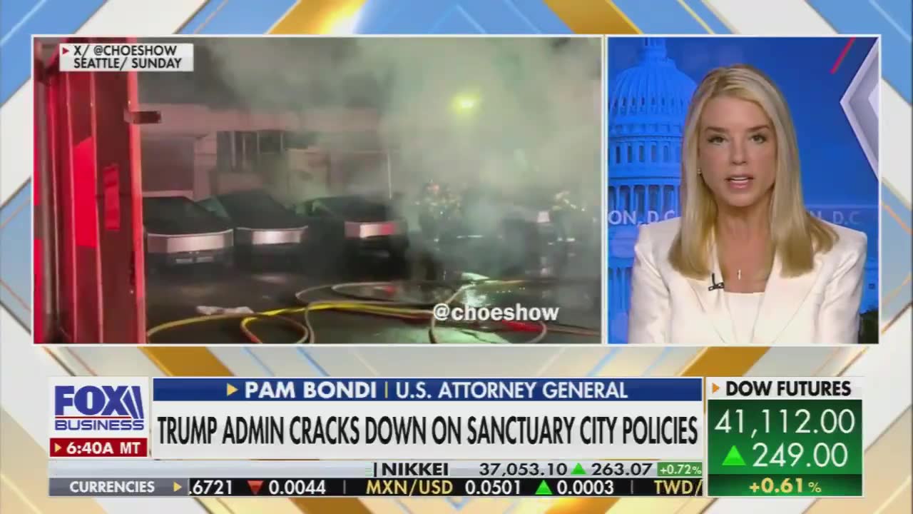 Pam Bondi: If you're gonna touch a Tesla, go to a dealership, do anything, you better watch out, because we're coming after you.