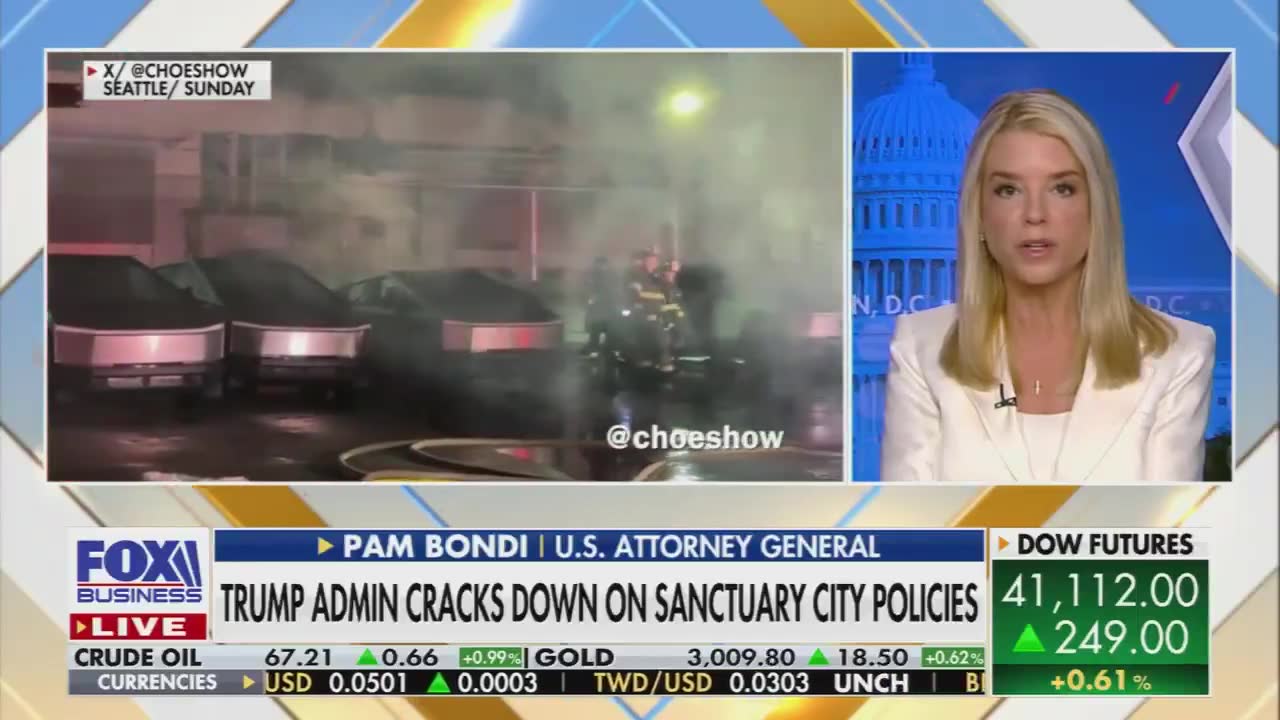 Pam Bondi: If you're gonna touch a Tesla, go to a dealership, do anything, you better watch out, because we're coming after you.