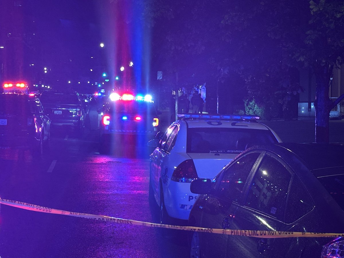 MPD on scene of a deadly double shooting. One man and one woman were shot and killed. This is on the 300 block of F Street NW, near the FBI Washington Field Office. Officers still searching for suspect