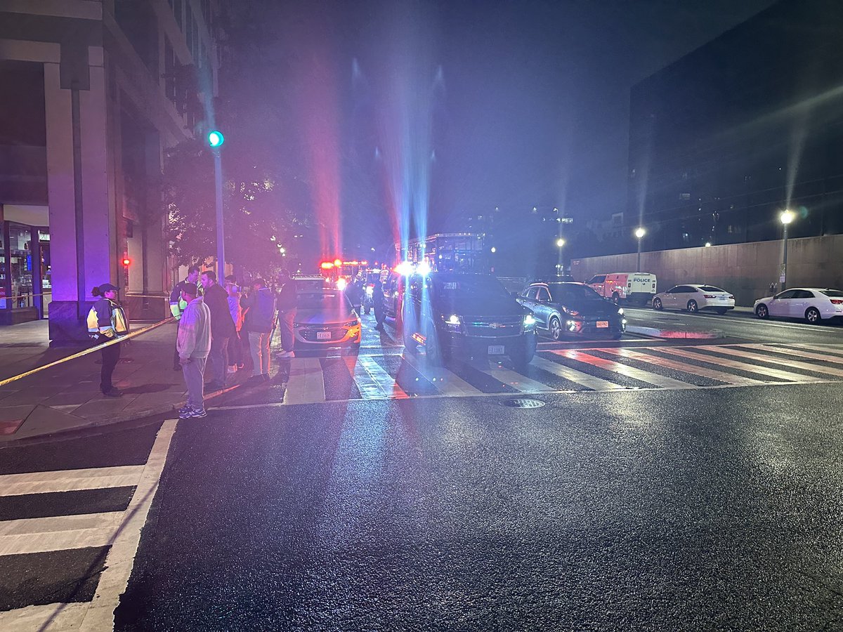 MPD on scene of a deadly double shooting. One man and one woman were shot and killed. This is on the 300 block of F Street NW, near the FBI Washington Field Office. Officers still searching for suspect