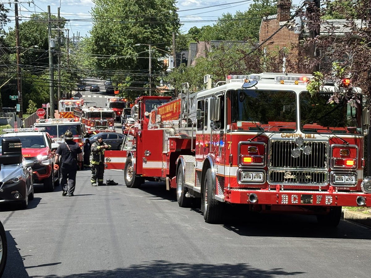 Fire 1600 Blk. W St. SE. Smoke showing from 2 story detached home on 1st floor W/ extension to 2nd floor upon arrival. 1 dog rescued. No injuries. 7 adults & 3 children and dog displaced.
