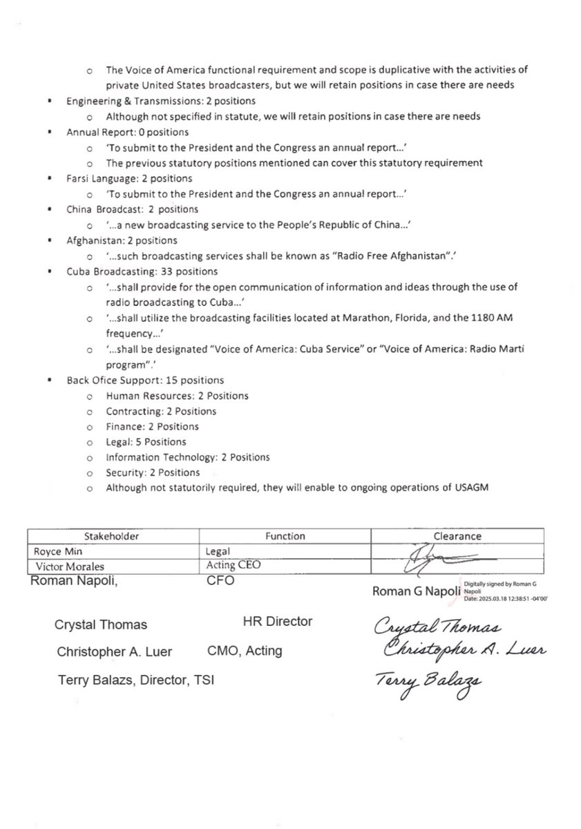 Trump admin formally notifies Congress it is planning to eliminate USAGM, leaving VoA with 11 positions only. “As a part of this process, USAGM should engage with the State Department based on the deletion of language services,” reads a letter