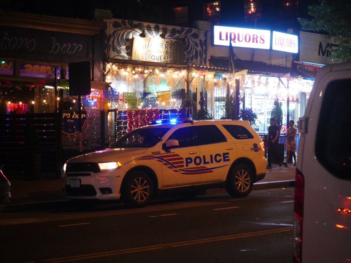 DC Police’s Falcon  is up searching above the 3700 block of 14th Street NW in Petworth DC after rocks were reportedly thrown at police officers from the rooftop of a business