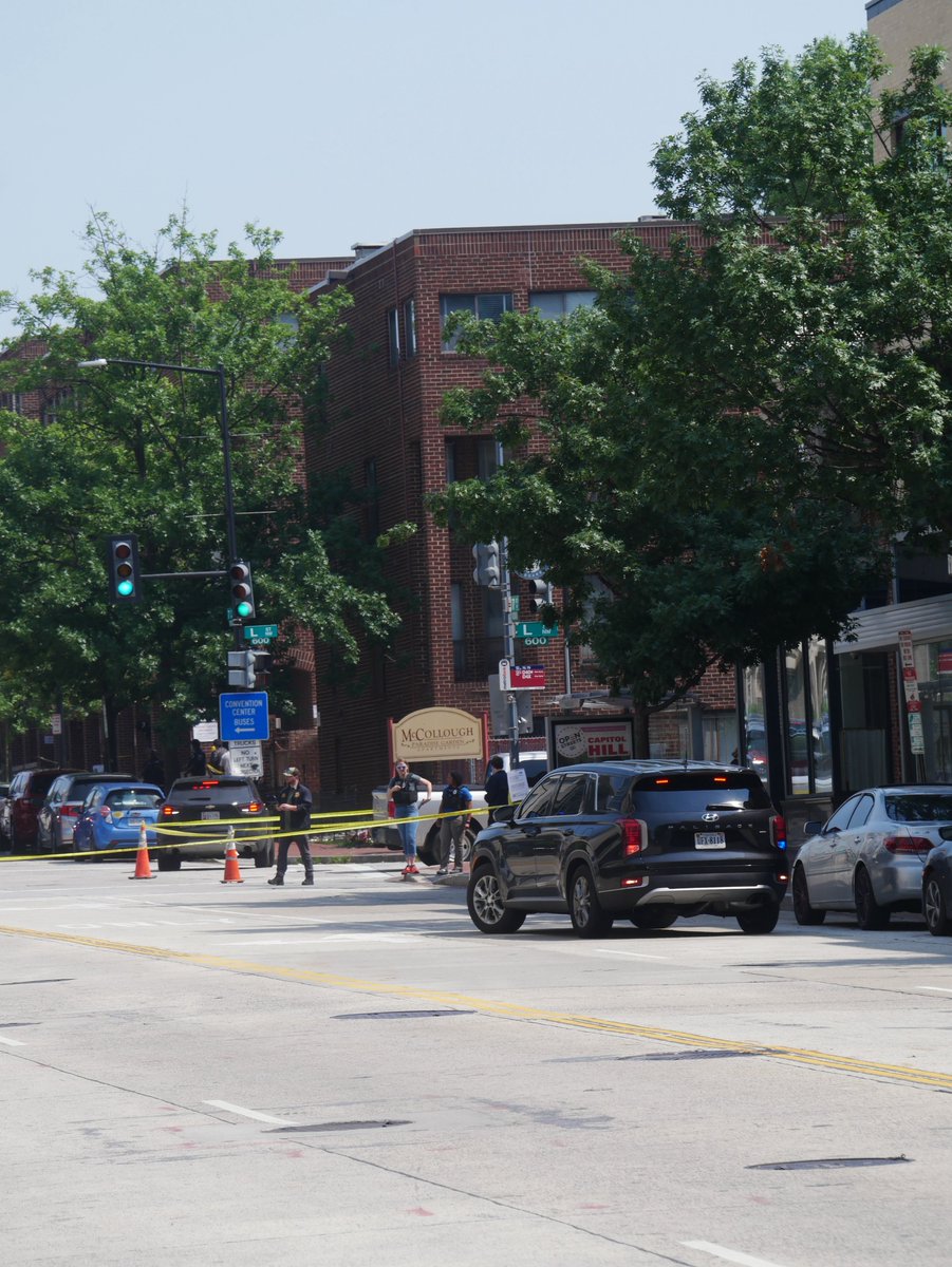 Federal law enforcement on scene of a shooting with shots fired by police at 6th and L Street NW in Mount Vernon Square DC. (near the DC Convention Center)A man was shot several times while a US Marshals task force was on scene.