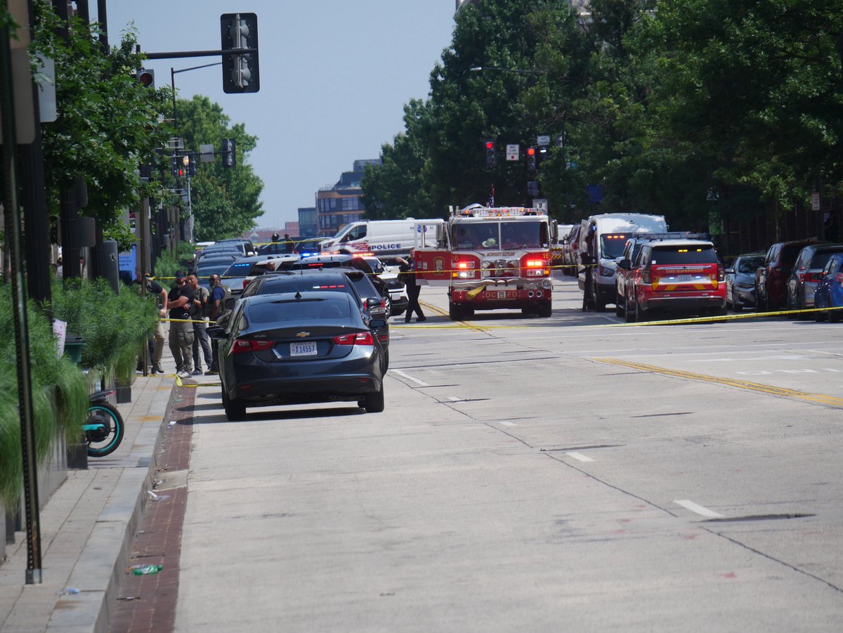 Federal law enforcement on scene of a shooting with shots fired by police at 6th and L Street NW in Mount Vernon Square DC. (near the DC Convention Center)A man was shot several times while a US Marshals task force was on scene. 