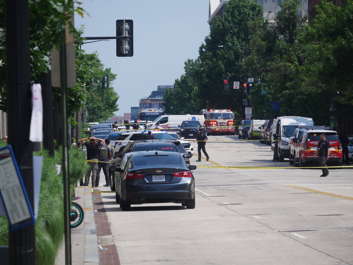 Federal law enforcement on scene of a shooting with shots fired by police at 6th and L Street NW in Mount Vernon Square DC. (near the DC Convention Center)A man was shot several times while a US Marshals task force was on scene. 