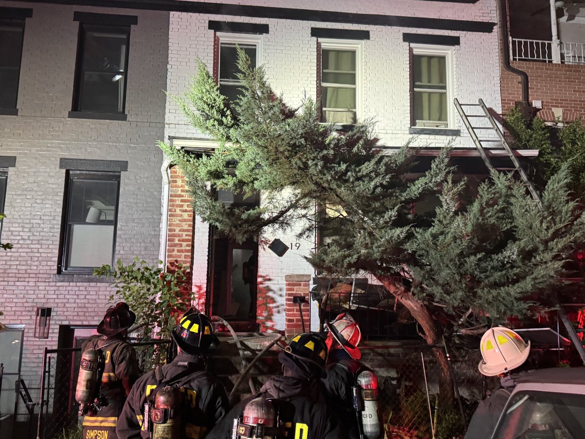 Working Fire: Unit Block of 15th Street NE a Two story row home with fire showing from basement upon arrival. All fire extinguished, working on hotspots