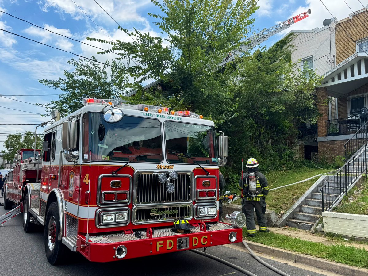 1800 block Corcoran St NE. Fire located in void space and attic of a 2 story unoccupied row dwelling. Fire has been extinguished and under control. No injuries reported. Fire investigators requested. DC firefighters