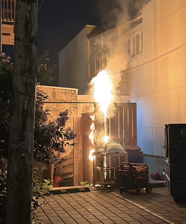 Box Alarm rear 3900 block 14th St NW. Fire involved  storage area and exterior wall of 3 story structure. Fire under control with no injuries. Investigators on scene. DC firefighters