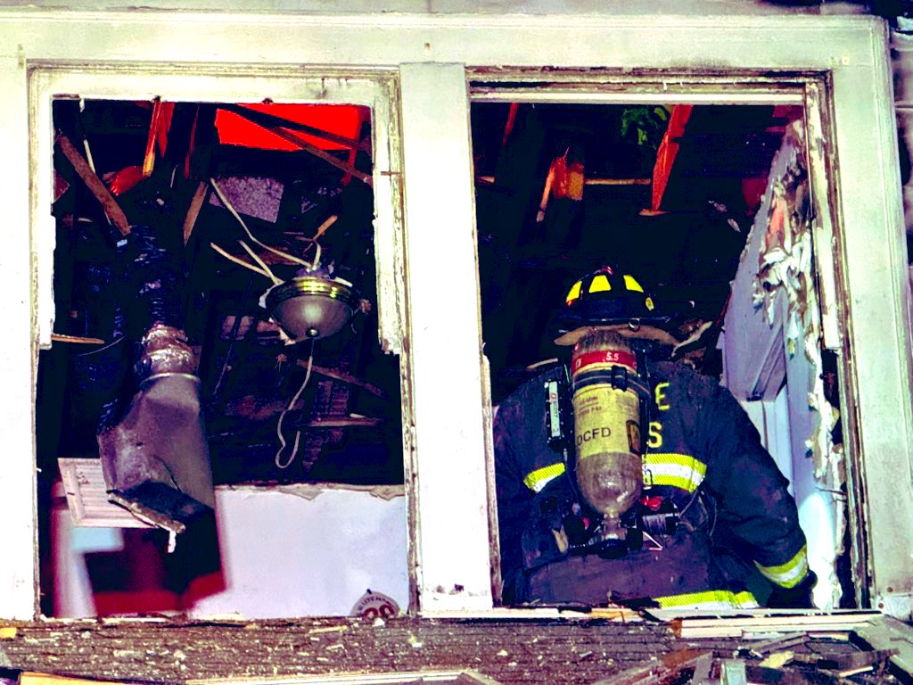 Working Fire 4500 block 44th St NW. Fire under control with no injuries reported. Fire investigators on scene. Both occupants displaced. DC firefighters