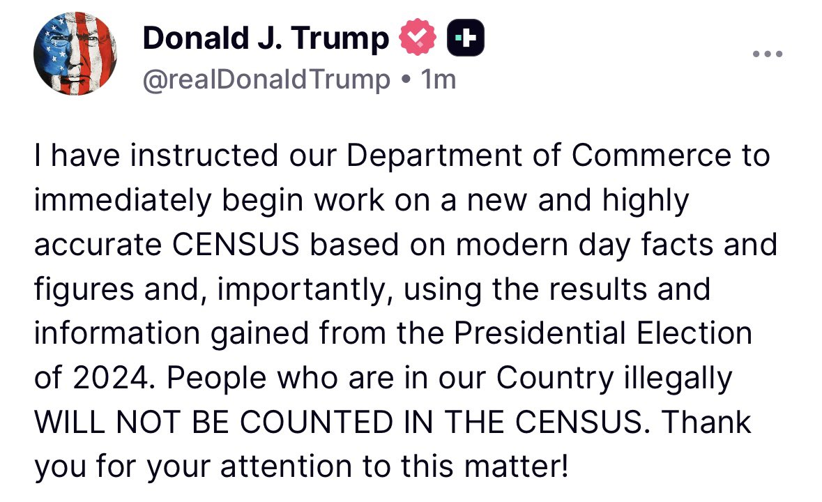 President Trump calls for a new Census that does not count people living in the country illegally. Currently, the U.S. Census Bureau “collects data from all foreign born who participate in its censuses and surveys, regardless of legal status.”