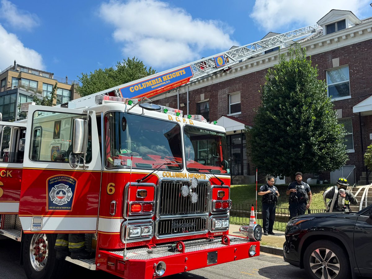 Box Alarm 2200 block Champlain St NW. Small fire 1st floor apartment 2 story building. Fire is under control with no injuries reported. Fire investigators requested. DC firefighters
