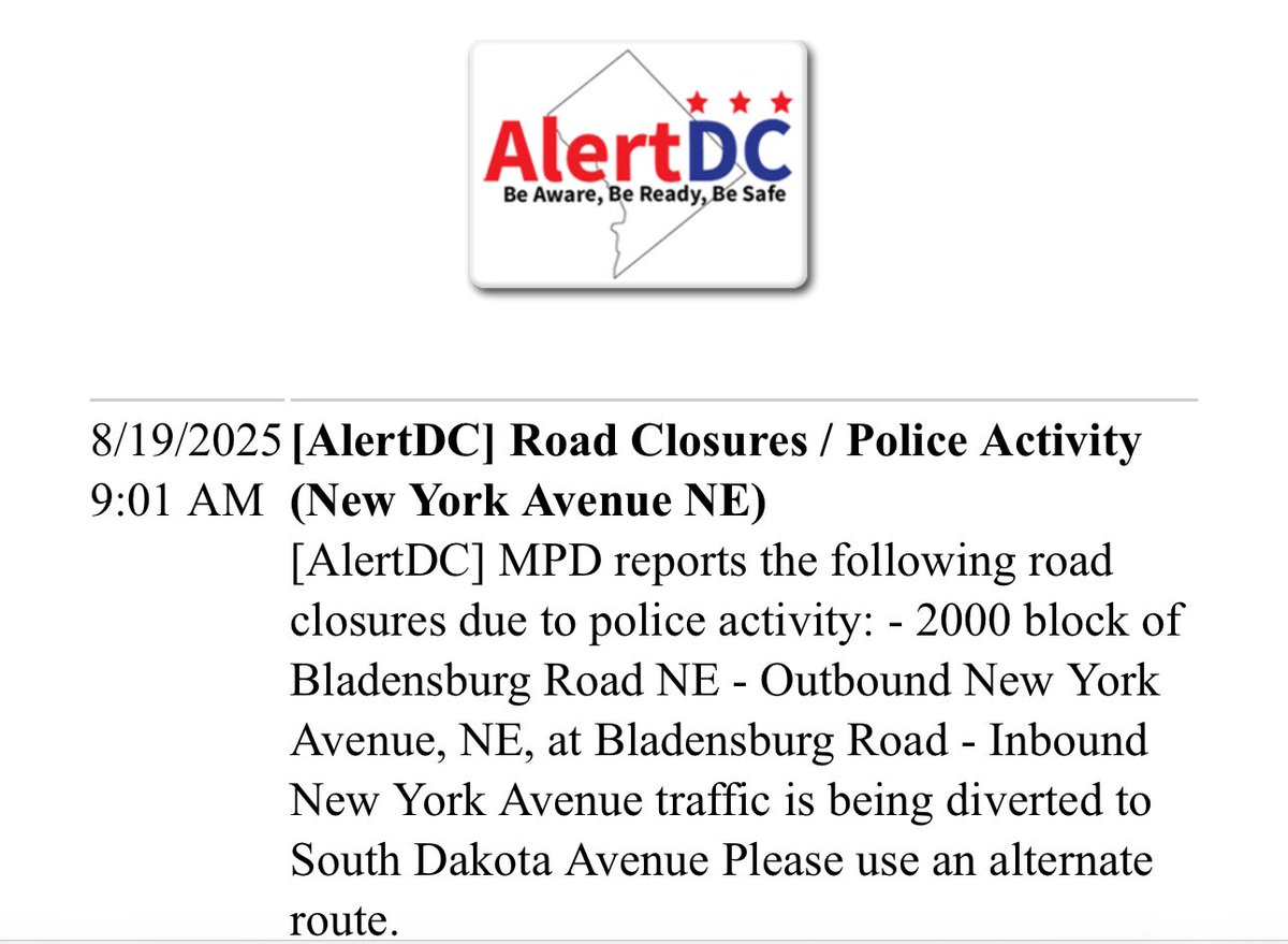 DC Police’s Emergency Response Team (SWAT) is on scene of a barricade at the Panda Gourmet in the 2700 block of New York Ave NE, not far from the United States National Arboretum. Per MPD, a woman in a vehicle is in crisis and is refusing to exit.
