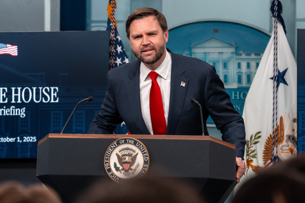 Vice President JD Vance joined the White House press briefing to attack Democrats for the government shutdown and defended President Trump's 'sombrero' meme, denying it was racist